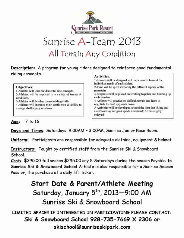 Sunrise A-Team flyer 2013